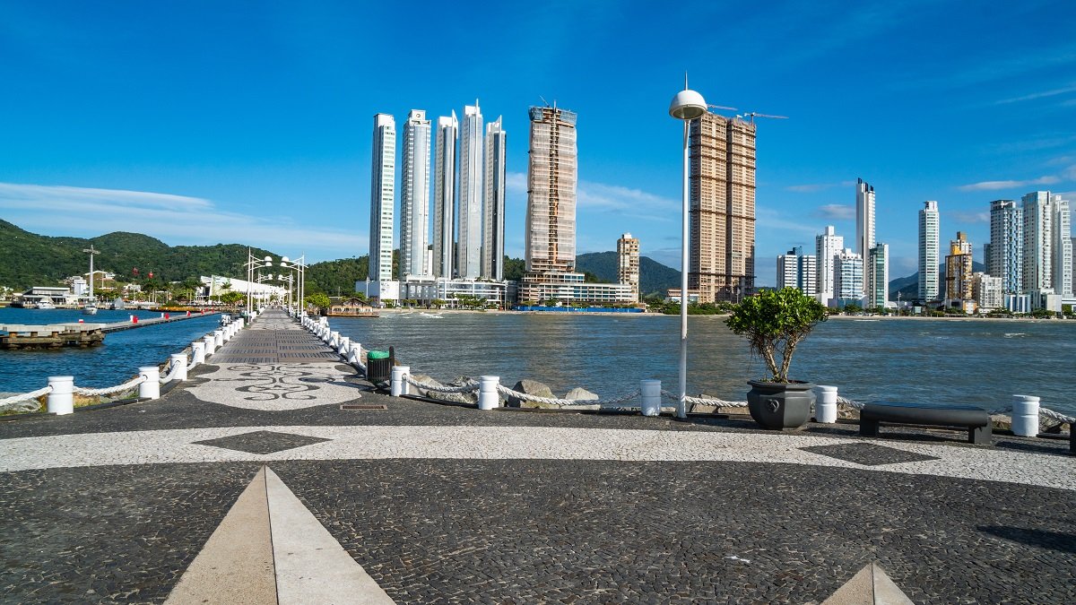The Barra Sul skyline seen from the river side, Balneário Camboriú